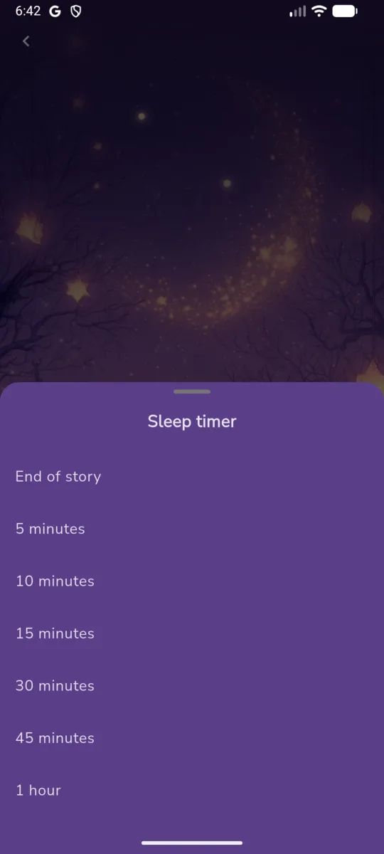 Dreamsy sleep timer with end-of-story and timed playback options